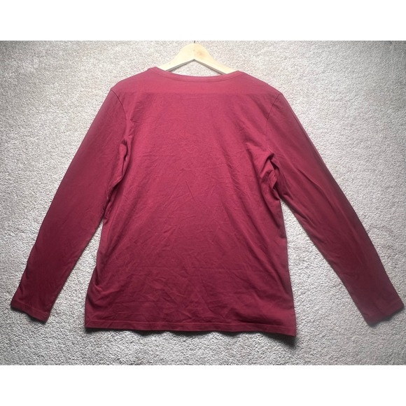 Life Is Good Long Sleeve V Neck T Shirt Cat Christmas Lights Jolly Enough Size L - Picture 6 of 8